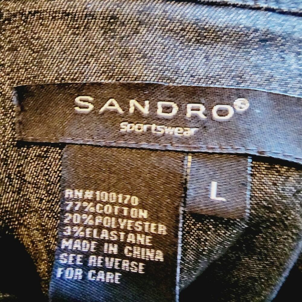 SANDRO SPORTSWEAR RUFFLE BUTTON DOWN JEAN JACKET SIZE LARGE - Picture 5 of 5